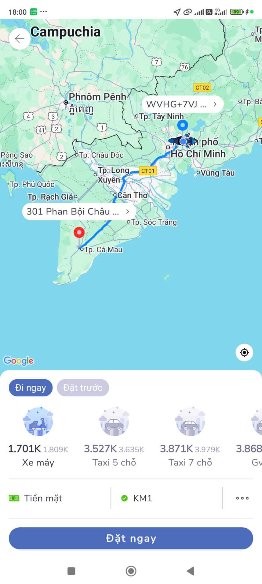 đặt xe grab qua điện thoại